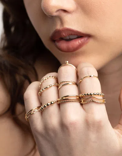 Lovisa Gold Mixed Ball Ring Stack Pack In Gold