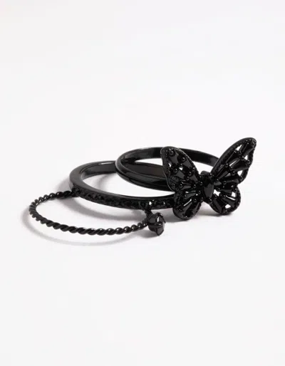 Lovisa Black Butterfly Ring Pack In Black
