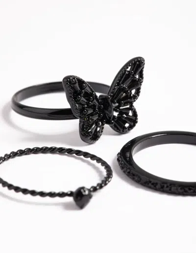 Lovisa Black Butterfly Ring Pack In Black