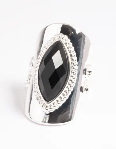 Lovisa Silver Boho Stone Set Ring In Black