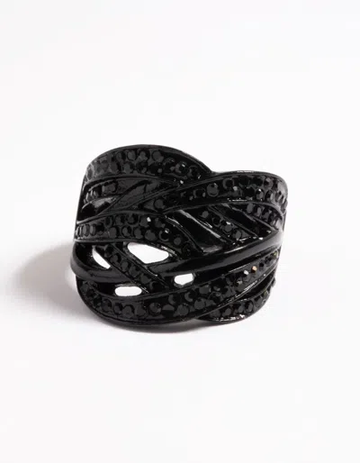 Lovisa Pave Overlap Ring In Black