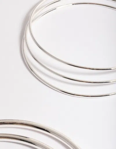 Lovisa Silver Round Mix Bangle 5-pack In Silver
