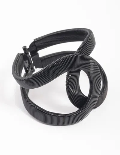 Lovisa Black Textured Ovalap Cuff Bangle In Black