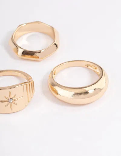 Lovisa Gold Mixed Shape Star Ring 5-pack In Gold