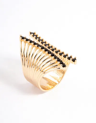 Lovisa Black Ribbed Cage Ring In Black