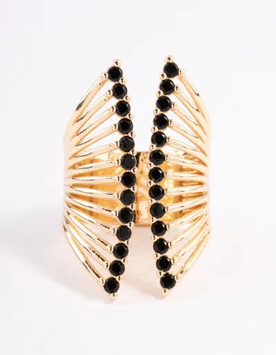 Lovisa Black Ribbed Cage Ring In Black