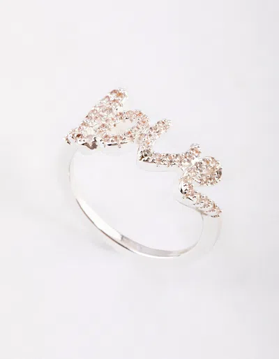 Lovisa Silver Plated Love Script Ring In Transparent
