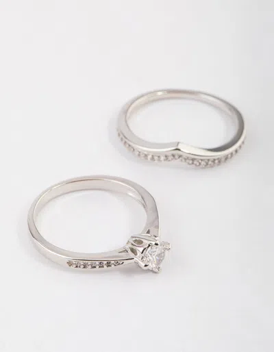 Lovisa Silver Plated Glamorous V-stack Ring Set In Silver