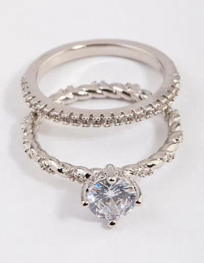 Lovisa Rhodium Double Stack Rope Ring Set In Silver