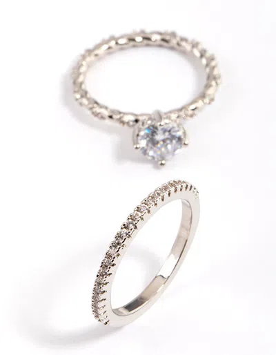 Lovisa Rhodium Double Stack Rope Ring Set In Silver