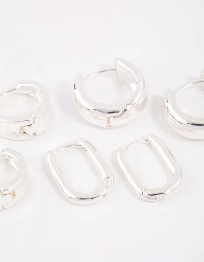 Lovisa Silver Plated Basic Huggie Earrings 6-pack In Silver