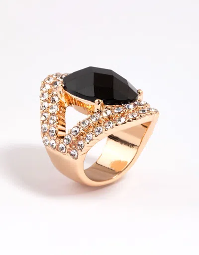 Lovisa Black Elegant Oval Statement Ring In Gold