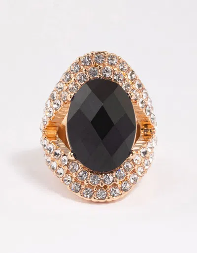 Lovisa Black Elegant Oval Statement Ring In Gold