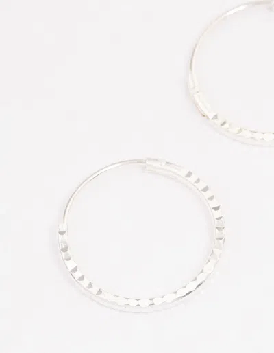 Lovisa Sterling Silver Diamante Hoop Earrings In Metallic