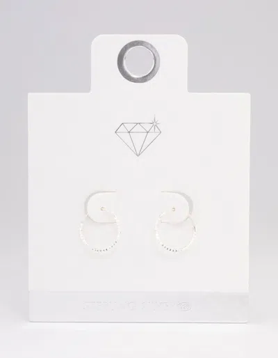 Lovisa Sterling Silver Diamante Hoop Earrings In Metallic