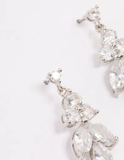 Lovisa Rhodium Cubic Zirconia Pearl Drop Earrings In Metallic