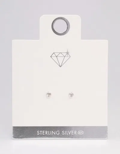 Lovisa Sterling Silver Diamante Heart Stud Earrings In Metallic
