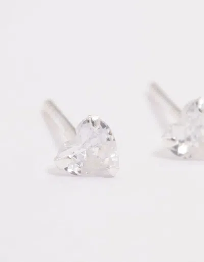 Lovisa Sterling Silver Cubic Zirconia Heart Stud Earrings