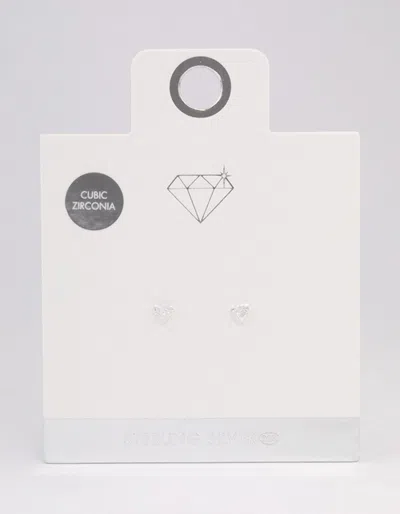 Lovisa Sterling Silver Cubic Zirconia Heart Stud Earrings