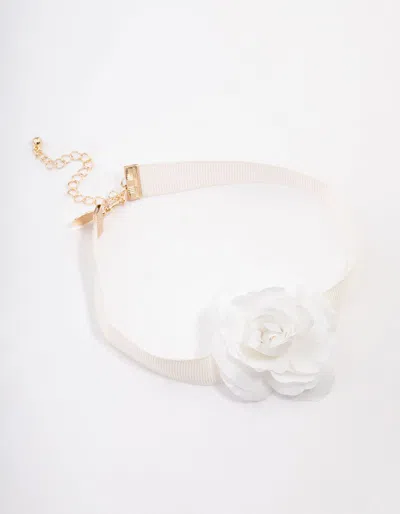 Lovisa White Pearl Rose Wide Ribbon Choker