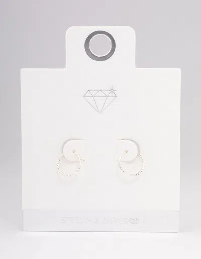 Lovisa Sterling Silver Diamante Hoop Earrings In Metallic