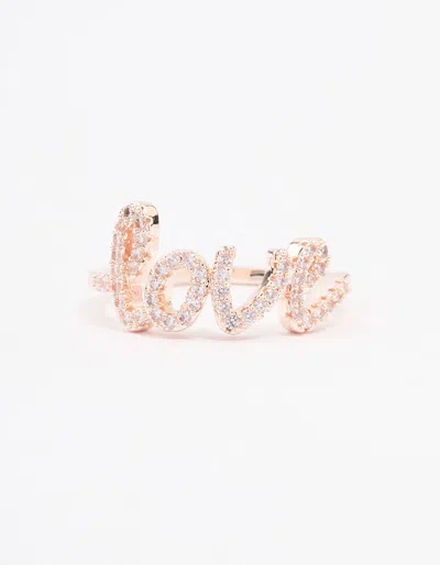 Lovisa Rose Gold Plated Love Script Ring In Red