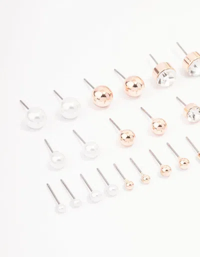 Lovisa Rose Gold Basic Stud Earring 12-pack In Gold