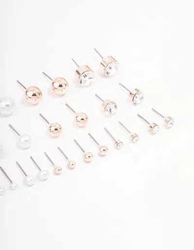 Lovisa Rose Gold Basic Stud Earring 12-pack In Gold