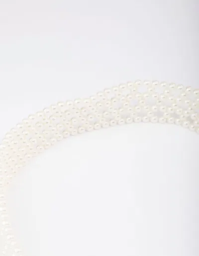 Lovisa Gold Rectangular Pearl Belt In White