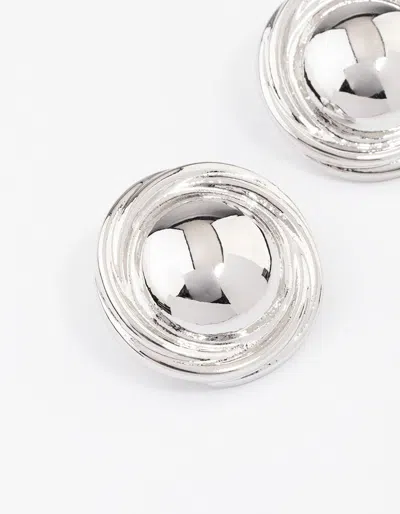 Lovisa Rhodium Button Stud Earrings In Silver
