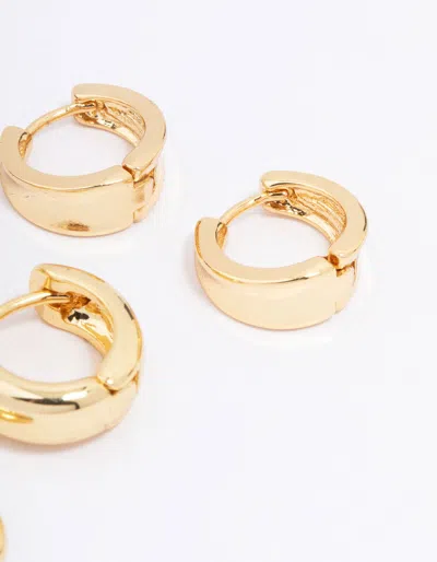 Lovisa Gold Plated Basic Huggie Hoop Earring 3-pack In Gold