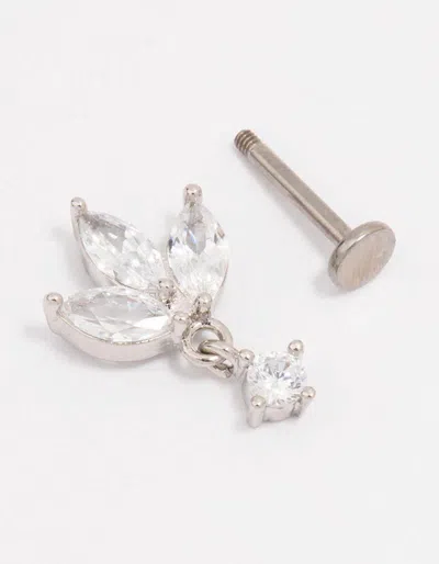 Lovisa Titanium Leaf Drop Single Flat Back In Transparent