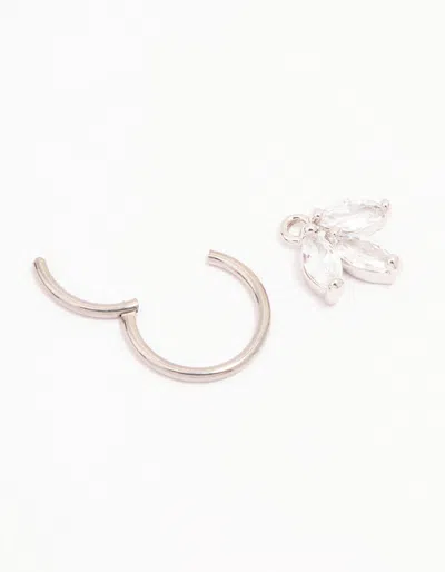 Lovisa Titanium Marquise Dangle Belly Ring In Silver