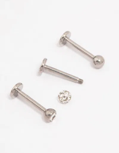 Lovisa Titanium Ball Flat Back 3-pack In Silver