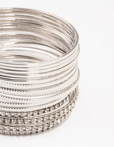 Lovisa Rhodium Bangles Multipack In Silver