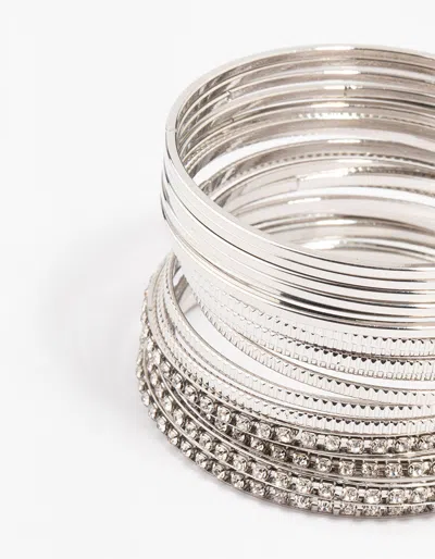 Lovisa Rhodium Bangles Multipack In Silver