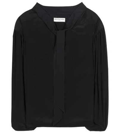 Balenciaga Silk-blend Blouse In Black