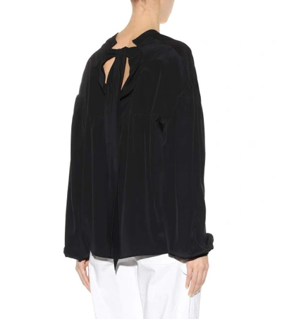 Shop Balenciaga Silk-blend Blouse In Black