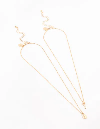 Lovisa Gold Lock & Key Necklace 2-pack In Silver