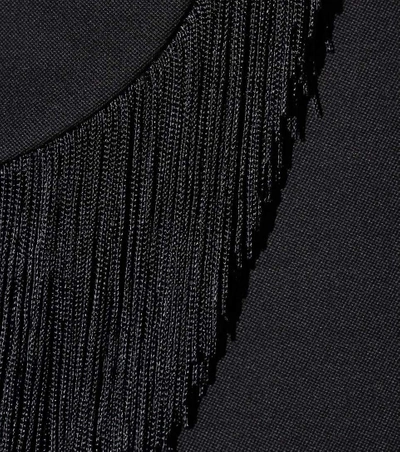 Shop Stella Mccartney Fringed Wool Blazer In Black