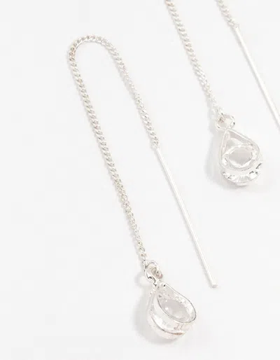 Lovisa Silver Pear Czech Crystal Thread Through Earrings In Silver