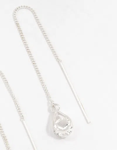 Lovisa Silver Pear Czech Crystal Thread Through Earrings In Silver