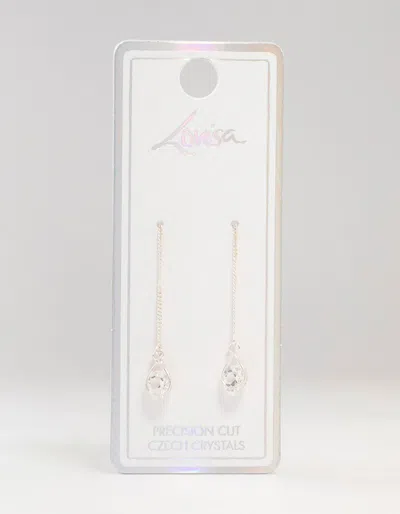 Lovisa Silver Pear Czech Crystal Thread Through Earrings In Silver