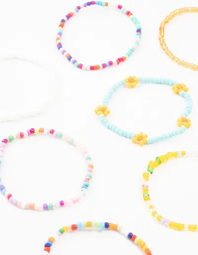 Lovisa Beaded Daisy Stretch Bracelets 10-pack In Multi