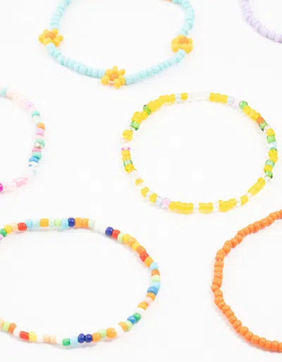 Lovisa Beaded Daisy Stretch Bracelets 10-pack In Multi