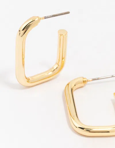 Lovisa Gold Plated Thin Rectangular Hoop Earrings In Gold