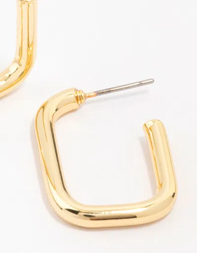 Lovisa Gold Plated Thin Rectangular Hoop Earrings In Gold