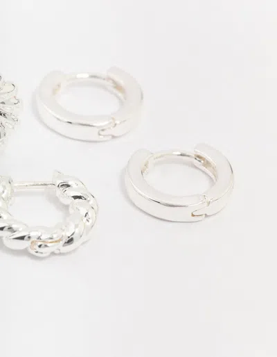 Lovisa Silver Plated Twisted Earring 3-pack In Silver
