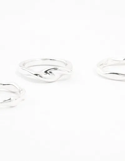 Lovisa Silver Plated Irregular Stacking Rings 3-pack In Silver