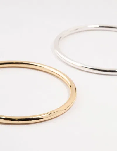 Lovisa Mixed Metals Round Bangles 2-pack In Metallic